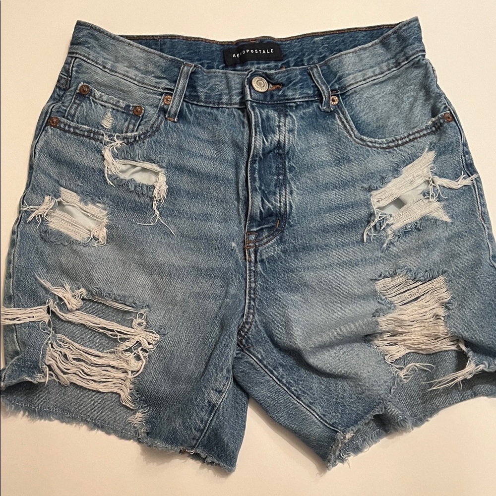 Aeropostale Distressed Blue Denim Shorts